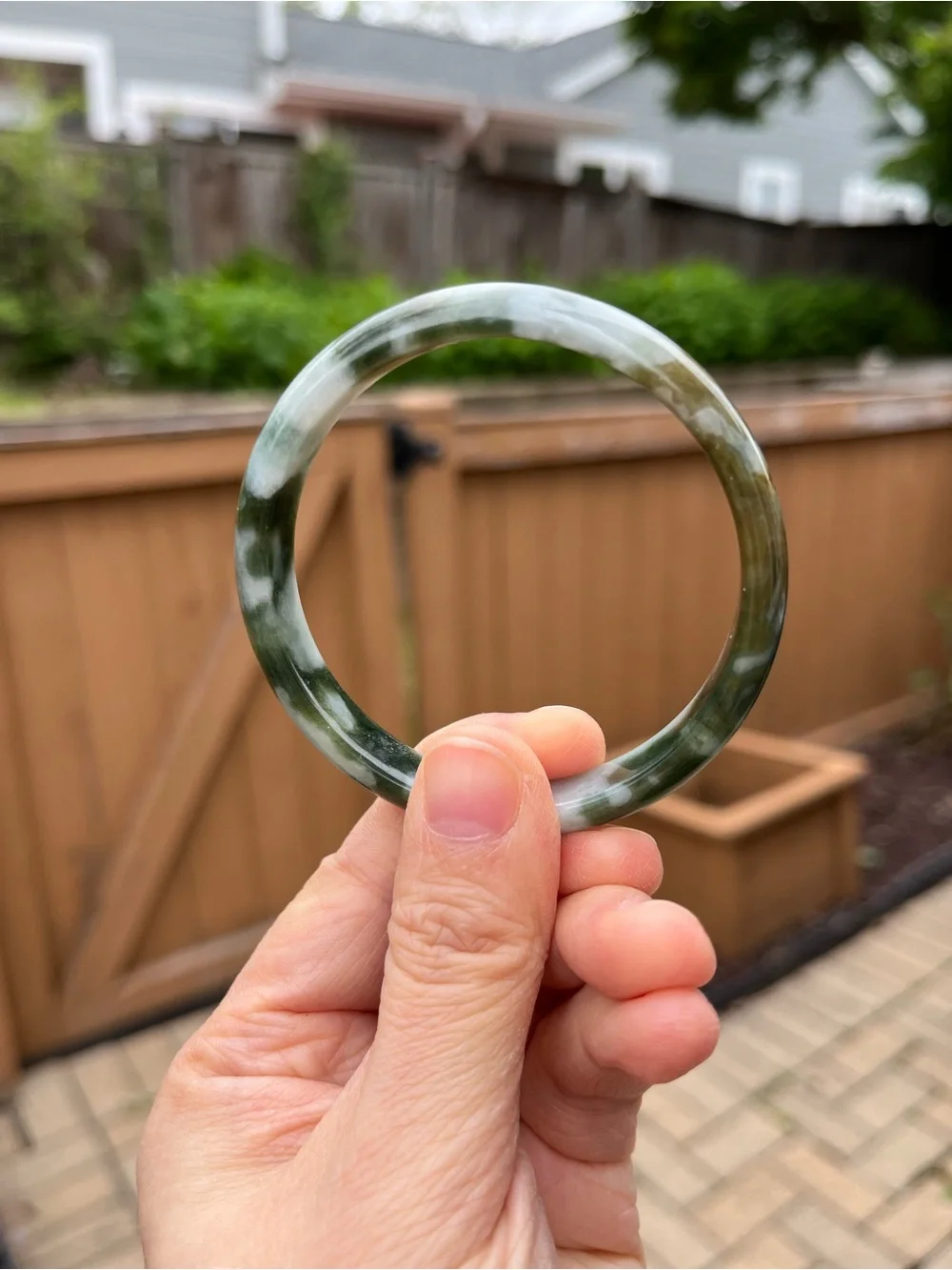 BW105-L 56.5mm Certified Untreated Grade A Burmese Jadeite Bangle Jade Bracelet